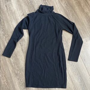 Forever 21 Blue Ribbed Turtleneck Sheath Dress